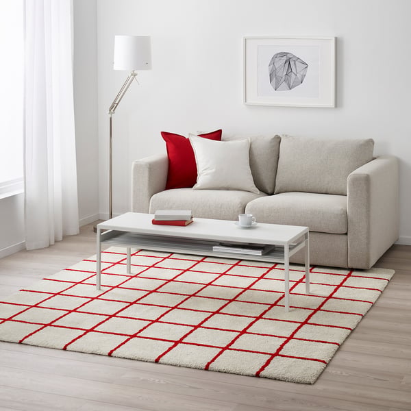 Simested Teppich Langflor Weiss Rot Ikea Osterreich