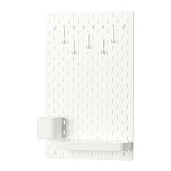 SKÅDIS weiße Stecktafel mit Metallbefestigungen, rechteckige Form, Ordnungssystem.