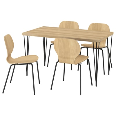 SKÅLSTA Tisch und 4 Stühle, Eichenachbildung Haarnadel schwarzgrau/Eichenfurnier röhrenförmiges Metall/schwarzgrau, 140x80 cm