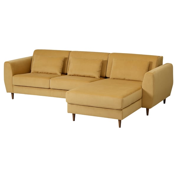 SLATORP Sofa, beige, L-förmig, modernes Design, Holzbeine, bequeme Kissen.