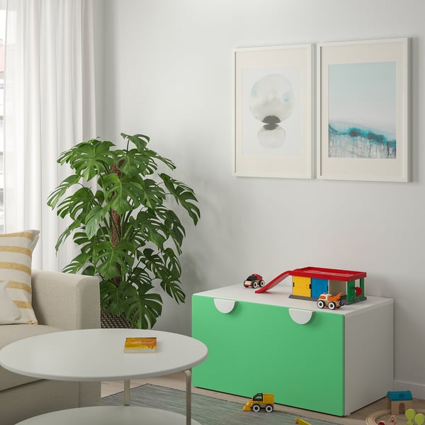 SMÅSTAD Bank mit Kasten, weiß/grün, 90x52x48 cm IKEA Österreich