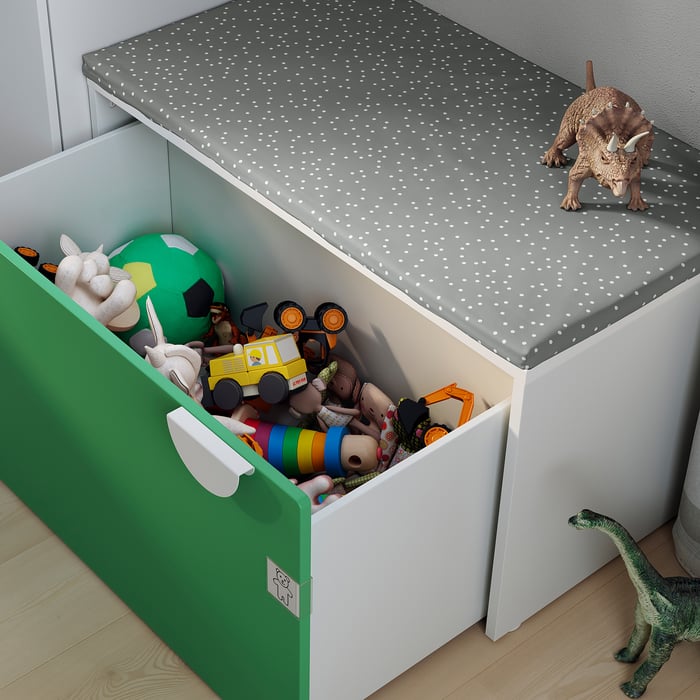 SMÅSTAD Bank mit Kasten - weiß/grün - IKEA Österreich