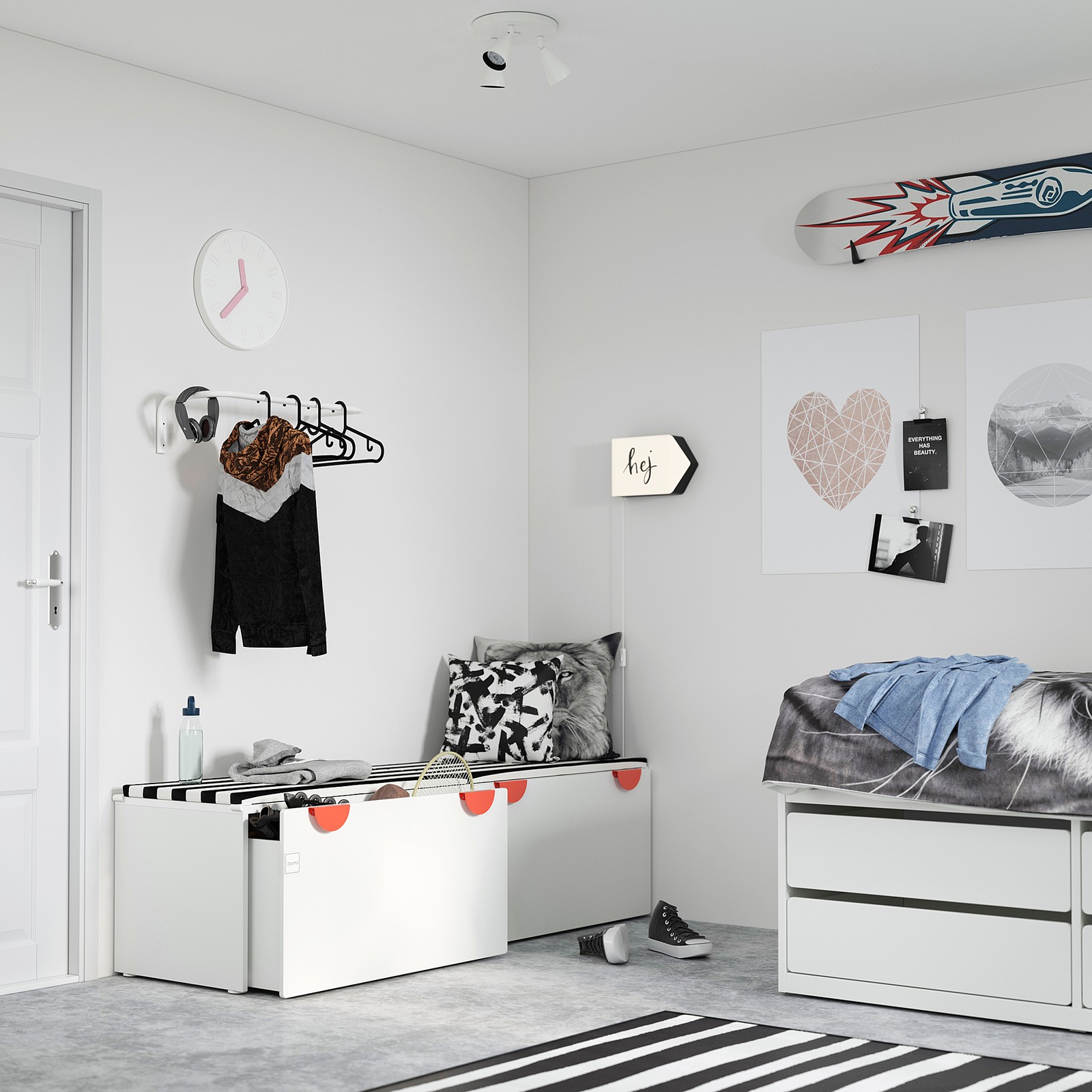 SMÅSTAD Bank mit Kasten - weiß/weiß - IKEA Österreich