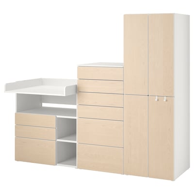 Ikea SMÅSTAD Kinderzimmeraufbewahrung - weiß, Wickeltisch, Kleiderschrank, Schubladen, Regale.