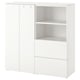 Option: Weißer SMÅSTAD Kinderschrank mit Regalen, Schubladen, Schiene und Tresorecken.
