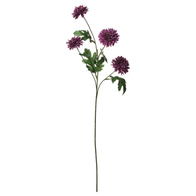 SMYCKA Lavendel Kunstblüten. Vier Blüten an grünem Stiel mit Blättern.