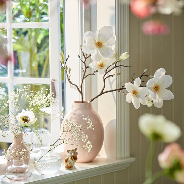 SMYCKA Kunstblume, drinnen/draußen/Magnolie weiß, 61 cm