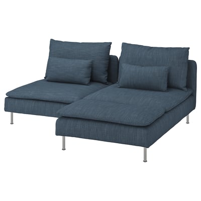 SÖDERHAMN Sektionssofa in Blau mit Metallbeinen, moderne L-Form.