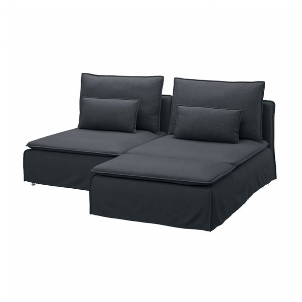 SÖDERHAMN 2er-Sofa mit Récamiere, Knäbäck anthrazit