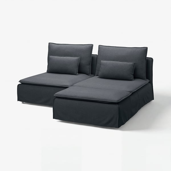 SÖDERHAMN 2er-Sofa mit Récamiere, Knäbäck anthrazit