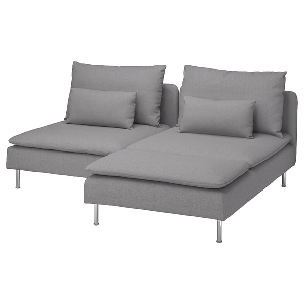 Modernes graues U-förmiges Sofa mit Metallbeinen, perfekt zum Entspannen, mit einem schlanken und minimalistischen Design.