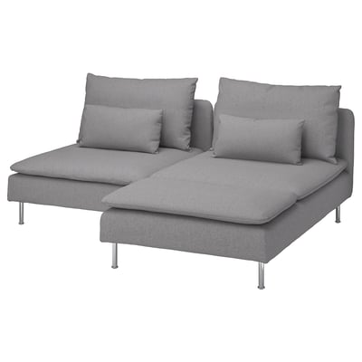 Modernes graues U-förmiges Sofa mit Metallbeinen, perfekt zum Entspannen, mit einem schlanken und minimalistischen Design.