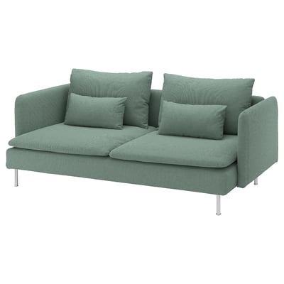Modernes grünes SÖDERHAMN Sofa mit tiefen Sitzen und Kissen.