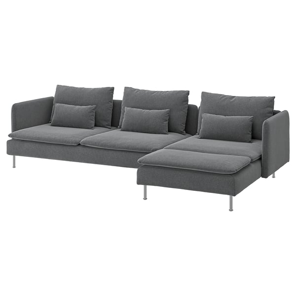 SÖDERHAMN 4er-Sofa, mit Récamiere/Johanneshov dunkelgrau