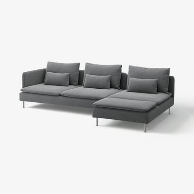 SÖDERHAMN 4er-Sofa mit Récamiere, + offenes Ende/Johanneshov dunkelgrau