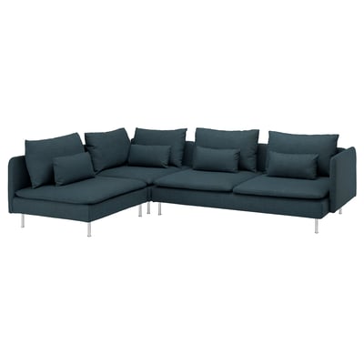 Blaugrünes SÖDERHAMN Sofa, niedriges Design, Metallbeine.