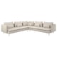 Mieten Sie ein hellbeiges 3-Sitzer-Sofa mit Metallbeinen, mehreren Kissen, schlankem Design