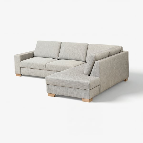 SÖRVALLEN hellgraues U-förmiges Sofa, moderner Stil, minimalistisches Design, Holzbeine.