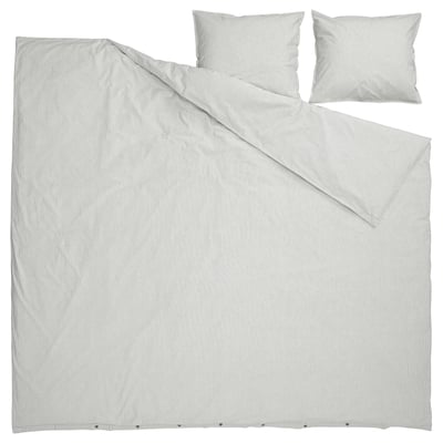 Ikeas SOLFIBBLA Bettbezug-Set, schwarz-weiß gestreift, Baumwolle, rechteckig, mit 2 Kissenbezügen.