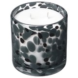 STÖRTSKÖN Kerze, grau, Glas mit dunklen Flecken, zylindrische Form, drei weiße Dochte.