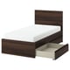 STORKLINTA Bettgestell + 2 Bettkästen, dunkelbraun Eichenachbildung, 90x200 cm