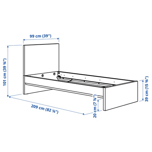 STORKLINTA Bettgestell mit Lattenrost, Eichenachbildung/Lönset, 90x200 cm
