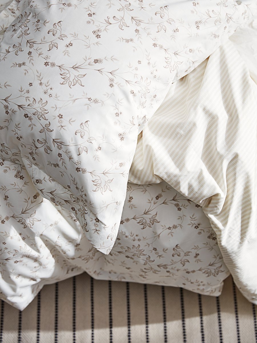 STRANDFRÄNE Bettwäsche-Set, 2-teilig, weiß/hellbeige, 140x200/70x90 cm