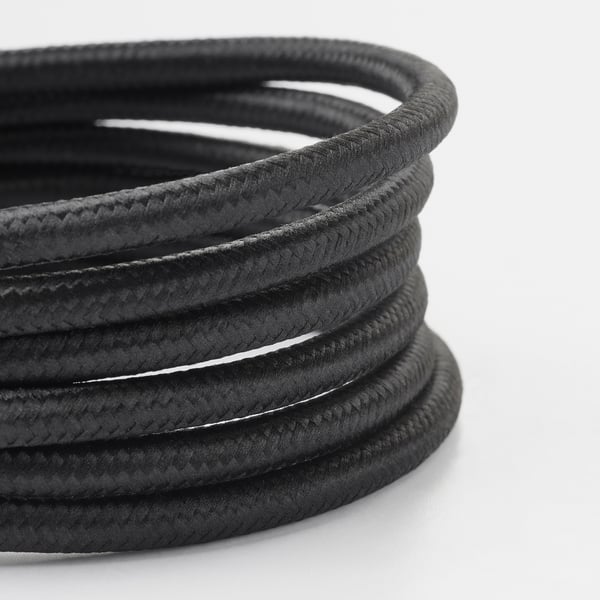 Schwarzes geflochtenes Kabel für Lampe.