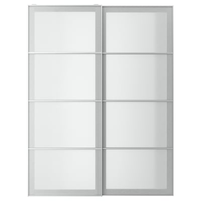 SVARTISDAL Kleiderschrank - Milchglas, Aluminium, Soft-Close-Türen
