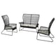 Modernes schwarzes Outdoor-Möbelset - 2 Stühle & 2-Sitzer-Sofa mit Kissen