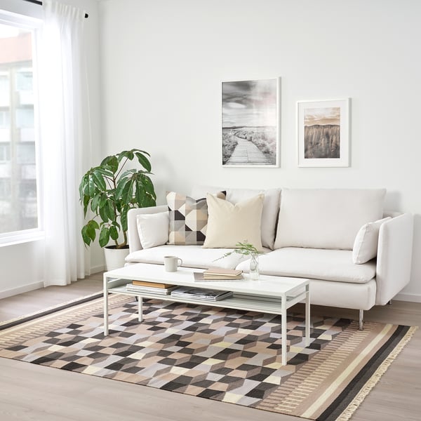 Tarbak Teppich Flach Gewebt Handarbeit Grau Beige Ikea Osterreich
