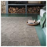 TÅRGRÄS Teppich, beige, Wolle, rechteckig, geometrisches Muster.