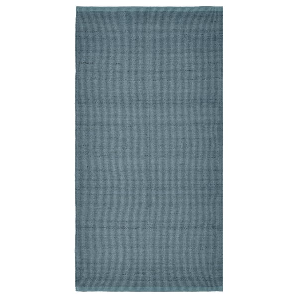 TIDTABELL Teppich - blaugrün, rechteckig, gewebte Wolle-Baumwolle.