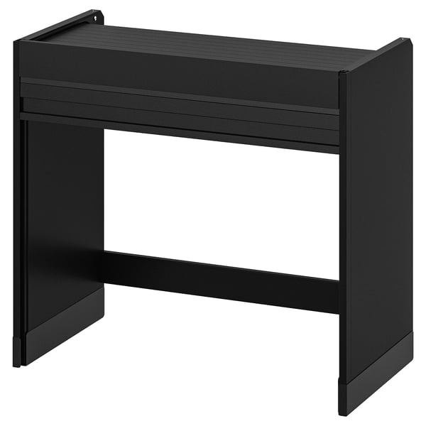 TITTEBO schwarzer Küchenschrank mit Rolltür, rechteckige Form, aus Spanplatten und Kunststoff.