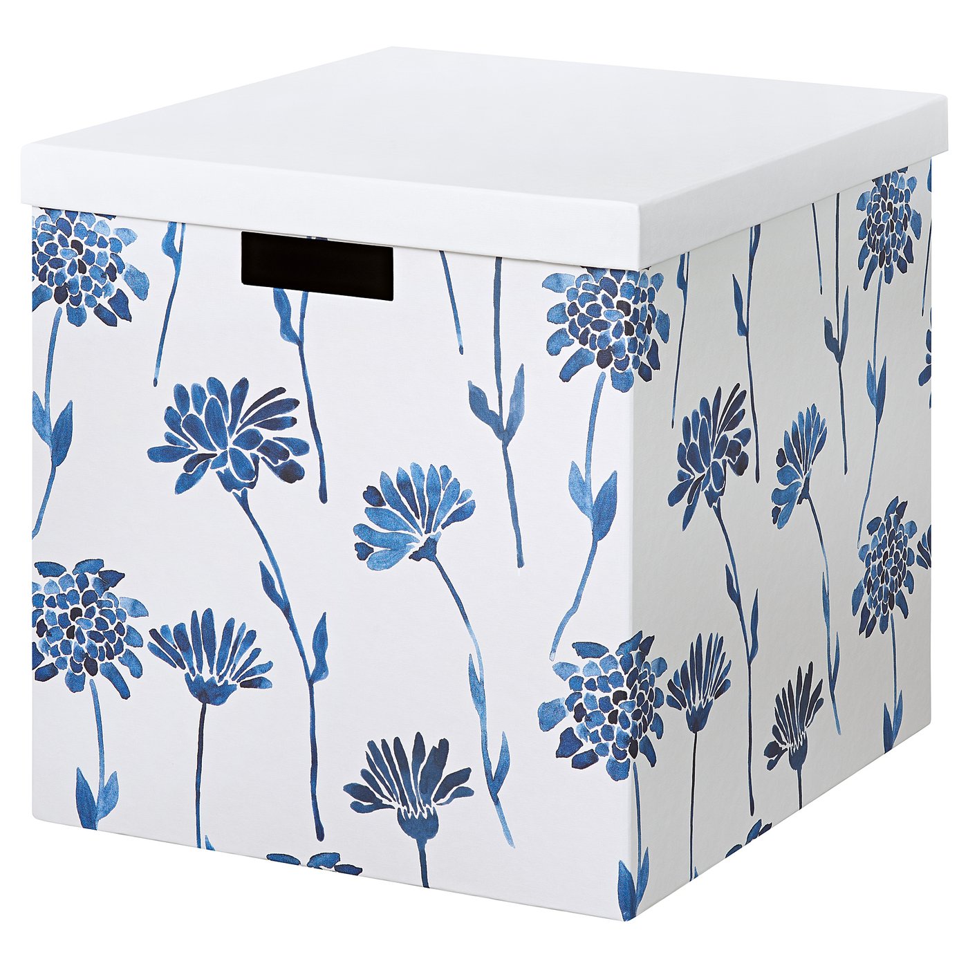 TJENA Kasten mit Deckel, blau Blume/weiß, 32x35x32 cm - IKEA Österreich