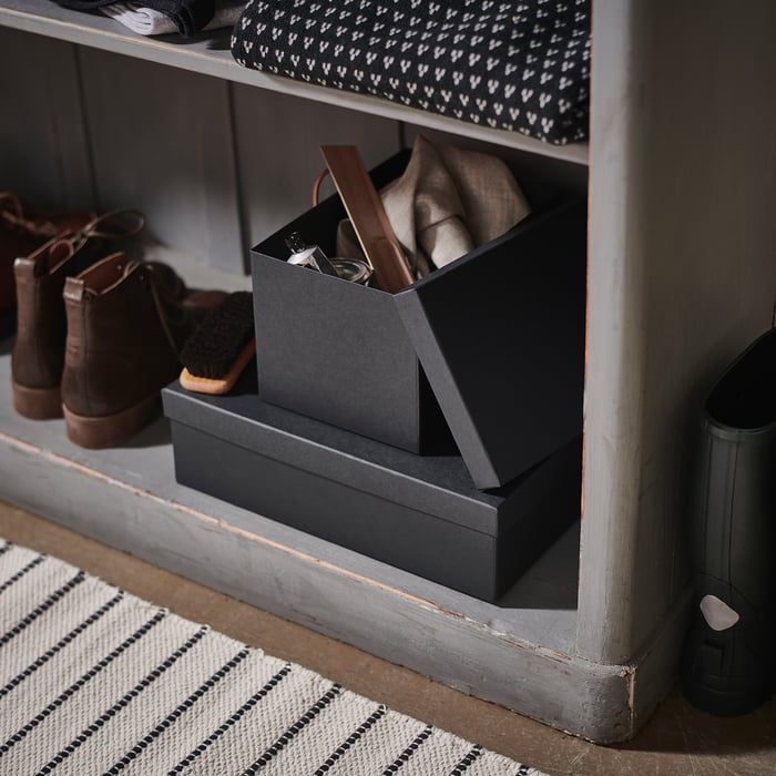 TJENA Kasten mit Deckel, schwarz, 18x25x15 cm - IKEA Österreich