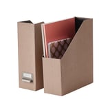 TJOG Zeitschriftenmappe, beige, Recyclingkarton, aufrechte rechteckige Form, Metallgriff. Hält Papiere ordentlich.
