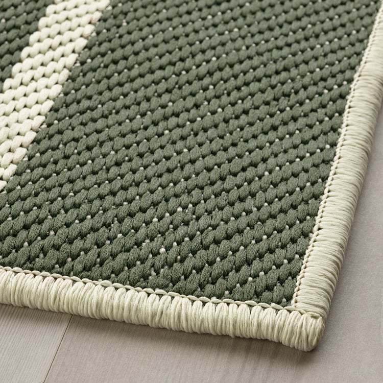 TÖMMERBY Teppich flach gewebt, drinnen/drau, dunkelgrün/elfenbeinweiß
