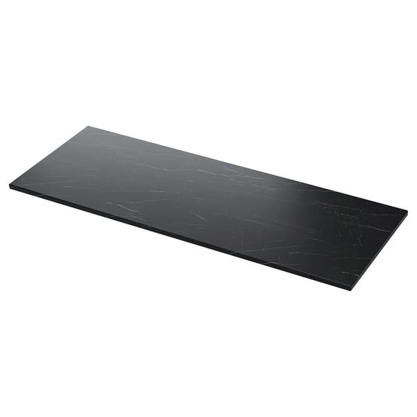 Schwarze Arbeitsplatte, modern, Marmormuster.