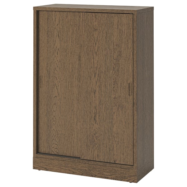 Brauner TONSTAD-Schrank aus Holz, Schiebetüren, verstellbare Regale.