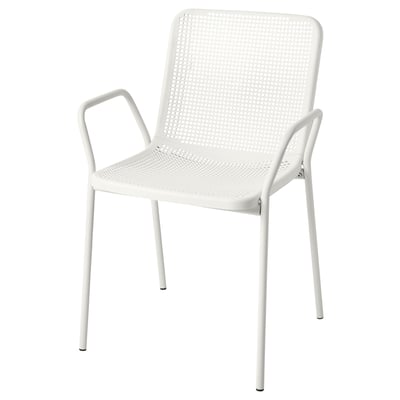 Weißer TORPARÖ Stuhl, pulverbeschichteter Stahl & Kunststoff, modernes perforiertes Design.