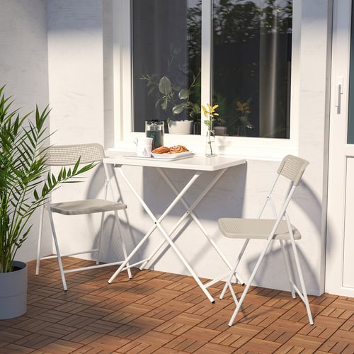 TORPARÖ Tisch + 2 Klappstühle/außen - weiß/beige - IKEA Österreich