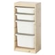 Ikea TROFAST Kinderaufbewahrung aus hellem Holz mit weißen Behältern.