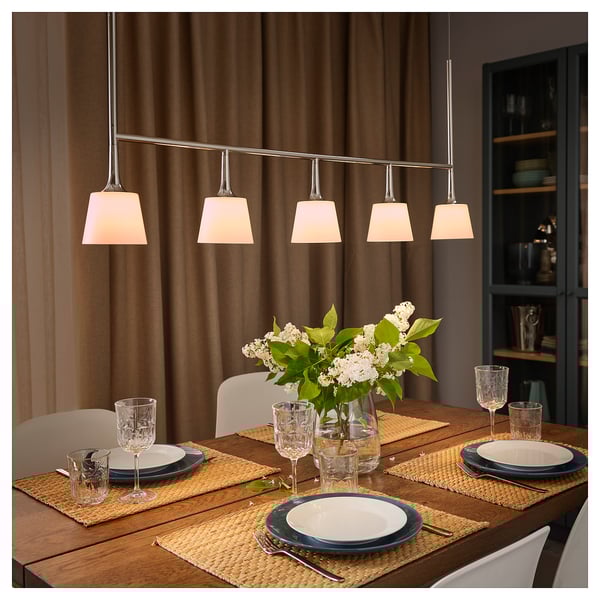 TYBBLE Hängeleuchte mit 5 Lampen, LED, vernickelt/opalweiß Glas - IKEA