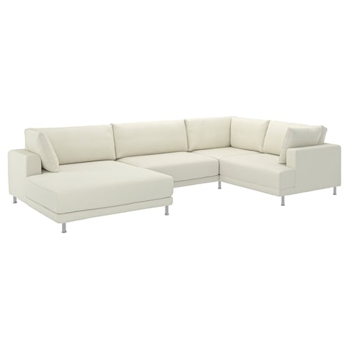 UPPÅKRA 4,5er-Sofa, U-Form, mit Récamiere links/Axvall elfenbeinweiß