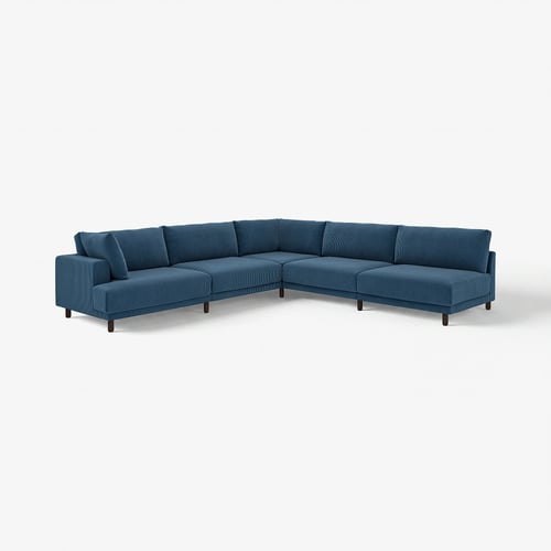 UPPÅKRA blaues Ecksofa, modernes Design, bequeme Sitzgelegenheiten, Holzbeine.