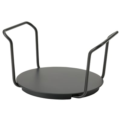 Ein UPPDATERA schwarzer runder Plattenschutz mit Metallgriffen.