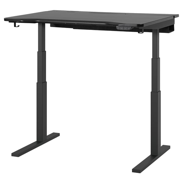Schwarzer UTMANING Gaming-Schreibtisch, höhenverstellbar, mit Speichereinstellungen, modernem Design und robusten Beinen.