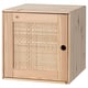 Option: VÄLJARE: Würfelschrank aus Naturholz mit geflochtener Tür, hell, rechteckig und schlichtes Design.
