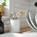 VÄLVÅRDAD Besteckständer, weiß/verzinkt, 13 cm
